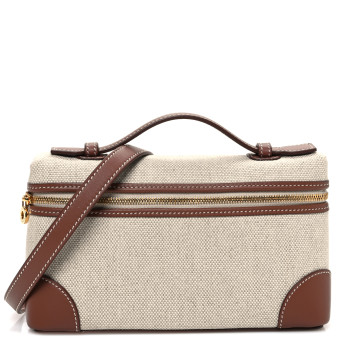 LORO PIANA Cotton Linen L19 Extra Pocket Pouch Natural Caramel Sugar