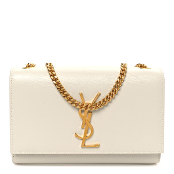 SAINT LAURENT Grain De Poudre Small Monogram Kate Satchel Crema Soft