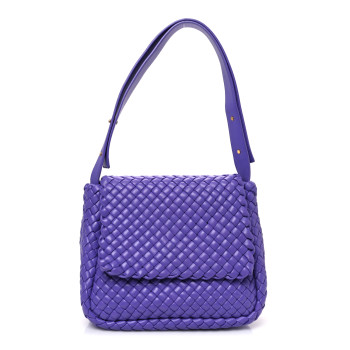 BOTTEGA VENETA Nappa Intrecciato Small Cobble Shoulder Bag Purple