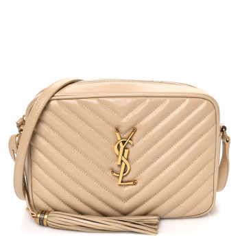 SAINT LAURENT Calfskin Matelasse Monogram Lou Camera Bag Avorio