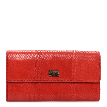 CHANEL Snakeskin CC Long Flap Wallet Red