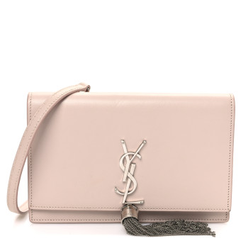 SAINT LAURENT Grain De Poudre Classic Monogram Kate Tassel Chain Wallet Nude Powder