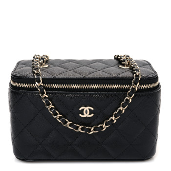 CHANEL Caviar Quilted Small Vanity Case With Chain Black