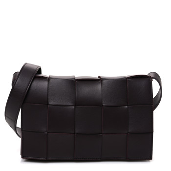 BOTTEGA VENETA Lambskin Maxi Intreccio Small Cassette Crossbody Bag Grape