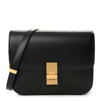 CELINE Box Calfskin Medium Classic Box Flap Bag Black