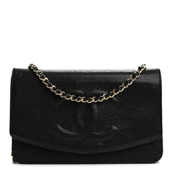 CHANEL Caviar Timeless CC Wallet on Chain WOC Black