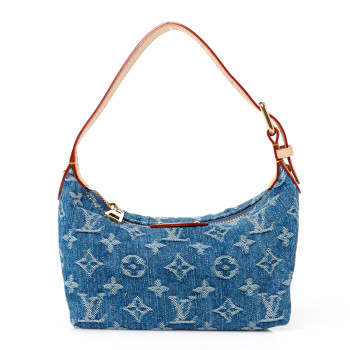 LOUIS VUITTON Monogram Denim Hills Pochette Blue 1557446