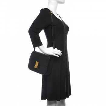 CELINE Box Calfskin Medium Classic Box Flap Bag Black