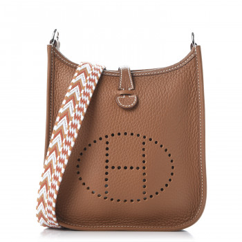 HERMES Taurillon Clemence Allegro Evelyne TPM Gold Cornaline White