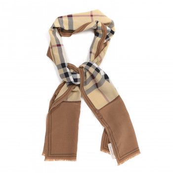 BURBERRY Modal Silk Cashmere Haymarket Check Scarf Bronze