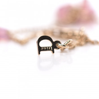 CHRISTIAN DIOR Beaded Logo Charm Bracelet Gold Pink 650578