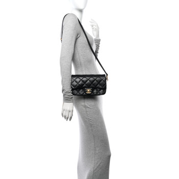 CHANEL Lambskin Quilted Flap Black