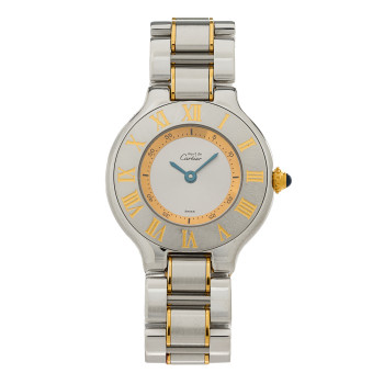 CARTIER Stainless Steel 18K Yellow Gold 28mm Must de 21 Quartz Watch