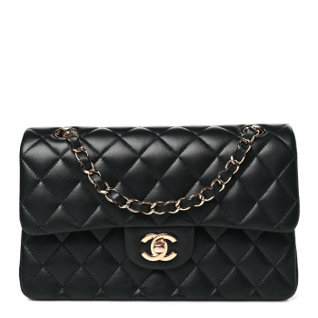 CHANEL Lambskin Quilted Small Double Flap Black