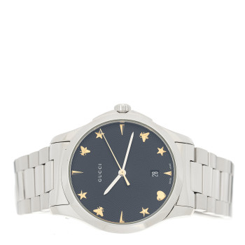 GUCCI Stainless Steel 38mm G-Timeless Charm Quartz Watch Black