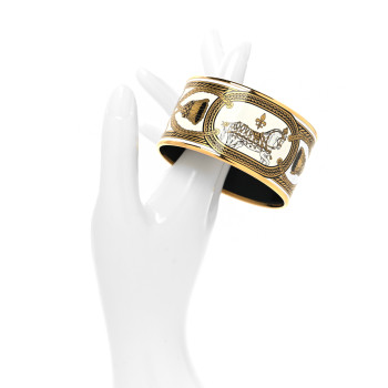 HERMES Enamel Printed Grand Apparat Extra Wide Bracelet 70 White