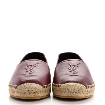 SAINT LAURENT Calfskin Monogram Espadrilles 39 Light Burgundy