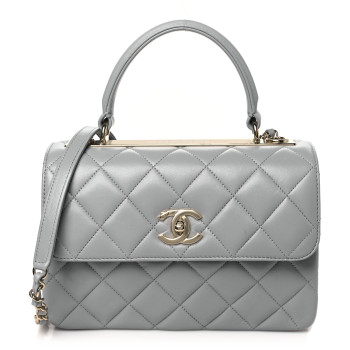 CHANEL Lambskin Quilted Mini Trendy CC Dual Handle Flap Bag Light Grey CHANEL Lambskin Quilted Mini Trendy CC Dual Handle Flap Bag Light Grey