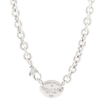 TIFFANY Sterling Silver Return to Tiffany Oval Tag Choker Necklace