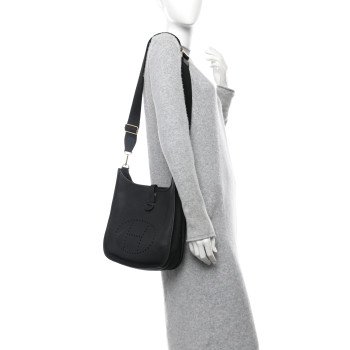 HERMES Taurillon Clemence Evelyne III PM Black