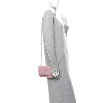 CHANEL Lambskin Quilted Trendy CC Wallet On Chain WOC Pink
