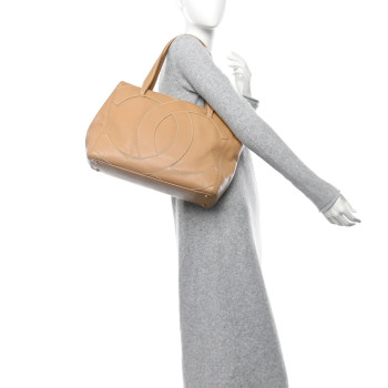 CHANEL Caviar CC Stitched Medium Tote Beige