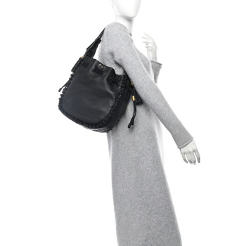 CHRISTIAN DIOR Lambskin Bucket Bag Black