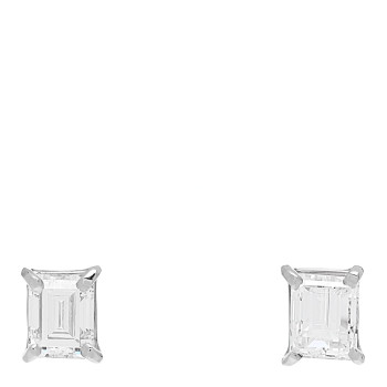 PARKER & WEST BY FASHIONPHILE Platinum Diamond .524ctw Rectangular Step Cut Solitaire Earrings