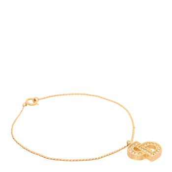 CHRISTIAN DIOR Metal Crystal Chain Logo Bracelet Gold