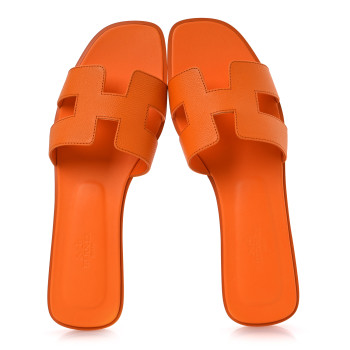 HERMES Epsom Oran Sandals 41 Orange Sunset