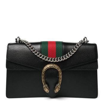 GUCCI Calfskin Web Small Dionysus Shoulder Bag Black