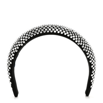 PRADA Satin Crystal Embellished Headband Metal