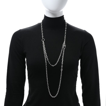 HERMES Sterling Silver GM Alphakelly Necklace