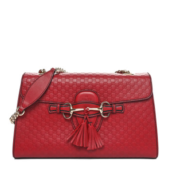 GUCCI Microguccissima Medium Emily Chain Shoulder Bag Red