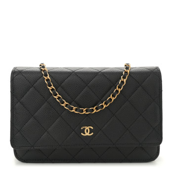 CHANEL Caviar Quilted Wallet on Chain WOC Black