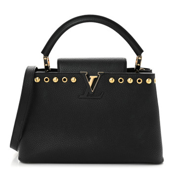 LOUIS VUITTON Taurillon Studded Capucines PM Black