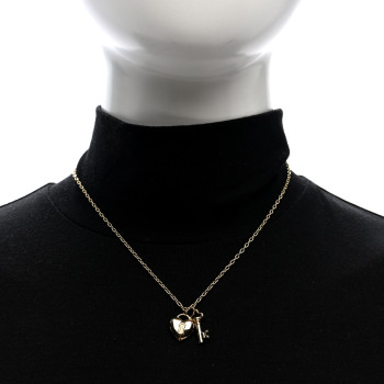 TIFFANY 18K Yellow Gold Heart Padlock Key Pendant Necklace
