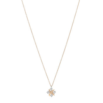 TIFFANY Platinum 18K Rose Gold Diamond Schlumberger Lynn Pendant Necklace