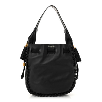 CHRISTIAN DIOR Lambskin Bucket Bag Black