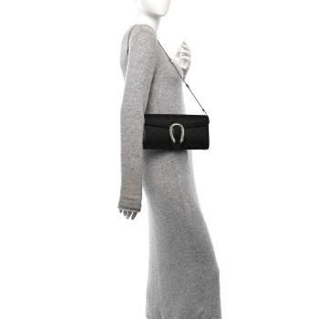 GUCCI Satin Crystal Small Dionysus Shoulder Bag Black