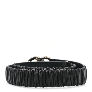 CHANEL Lambskin Logo Belt 85 34 Black