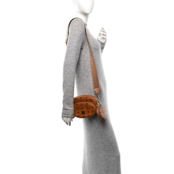 MCM Visetos Small Aren Multifunction Crossbody Pouch Cognac