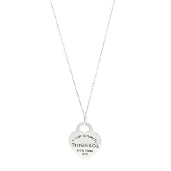 TIFFANY Sterling Silver Enamel Medium Return To Tiffany Heart Pendant Ne