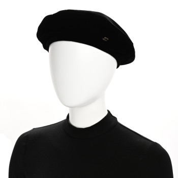 CHANEL Velvet Beret Hat M Black