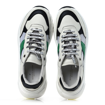 BOTTEGA VENETA Calfskin Technical Mesh Speedster Sneakers 40 White Black Green