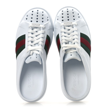 GUCCI Rubber Ace Web Sneaker Slides 36 Great White
