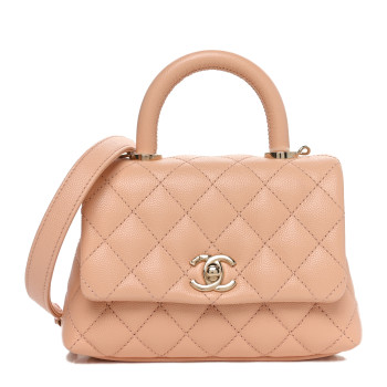 CHANEL Caviar Quilted Extra Mini Coco Handle Flap Light Pink