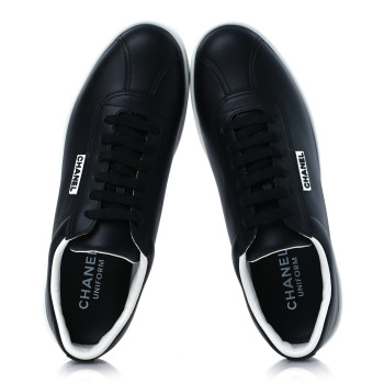 CHANEL Calfskin CC Womens Sneakers 42 Black