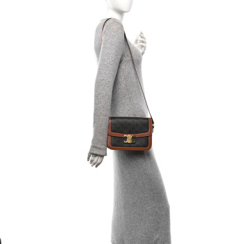 CELINE Triomphe Canvas Calfskin Medium Triomphe Bag Tan
