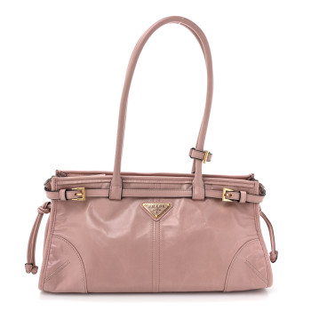 PRADA Glossy Calfskin Triangle Medium Bonnie Shoulder Bag Lily Of The Valley